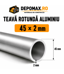 Teava rotunda aluminiu 45 x 2 mm, 6 metri (6060) Teava rotunda aluminiu 45 x 2 mm, 6 metri (6060)